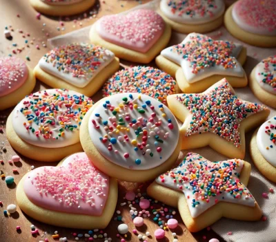 DALL·E 2026-02-13 14.09.13 - A highly realistic photograph of sugar cookies decorated only with colorful sprinkles, no words or lettering. The cookies are classic round, star, and